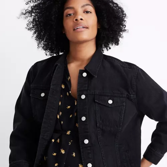 Madewell Black oversize Jean jacket in lunar wash